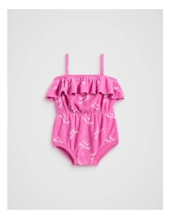 Retro Logo Romper in Wild Berry