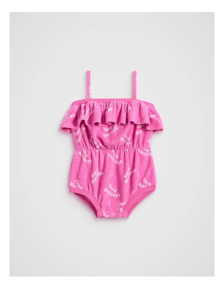 Retro Logo Romper in Wild Berry image 1