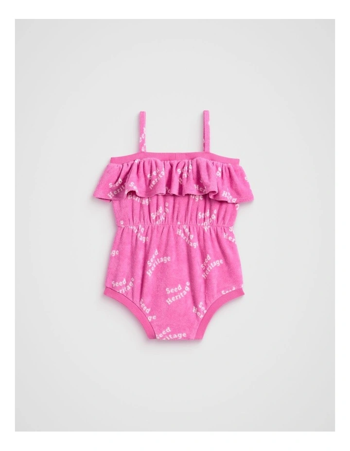 Retro Logo Romper in Wild Berry image 2