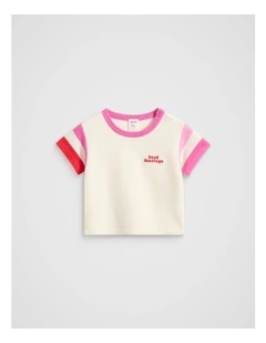 Logo Knit Tee in Vintage Cream