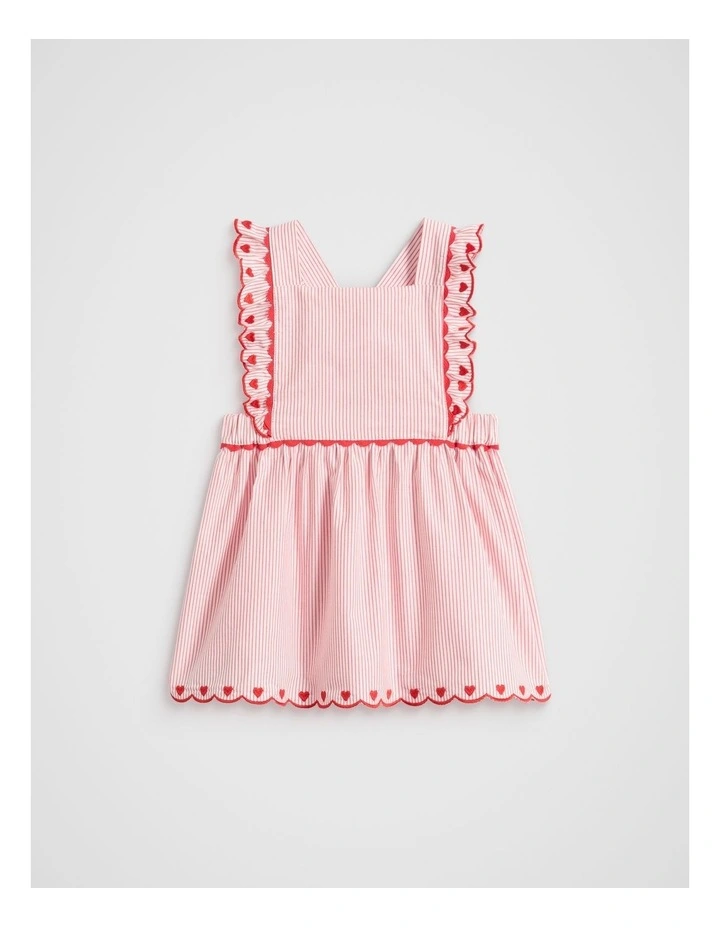 Stripe Scallop Dress in Strawberry Red image 1