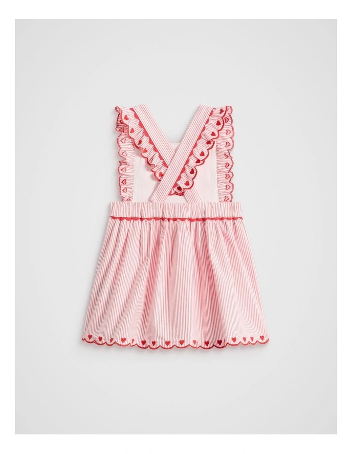 Stripe Scallop Dress in Strawberry Red image 2