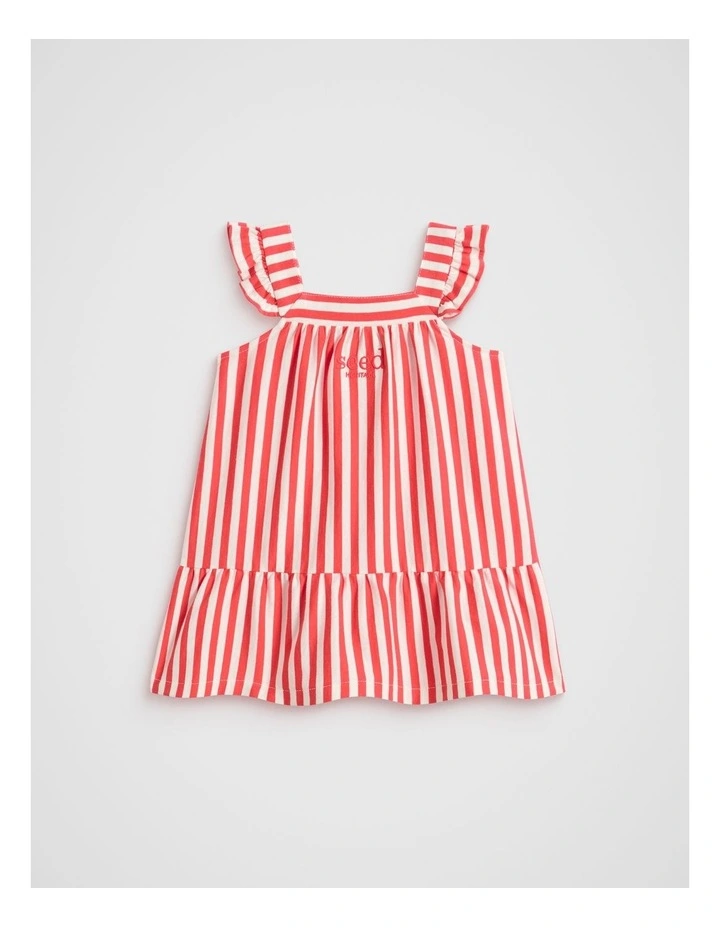 Stripe Logo Dress in Strawberry Red image 1