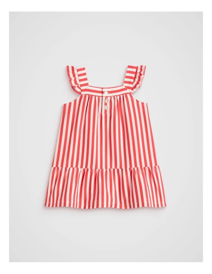 Stripe Logo Dress in Strawberry Red image 2
