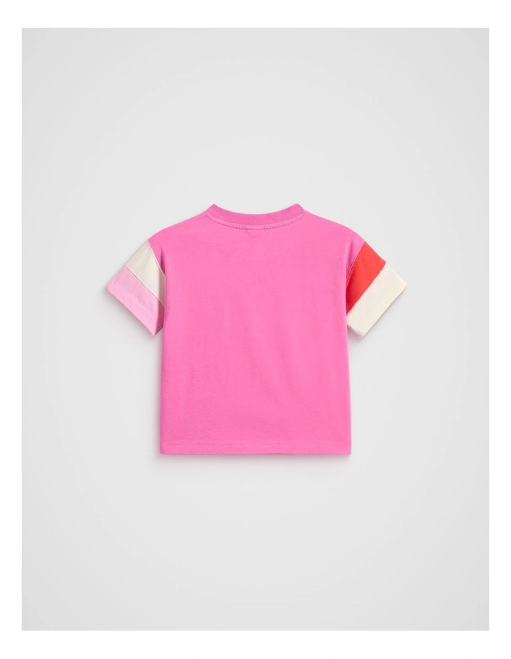 Panelled Retro Logo Tee in Wild Berry image 2