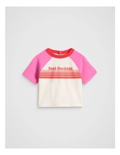 Colourblock Logo Tee in Wild Berry