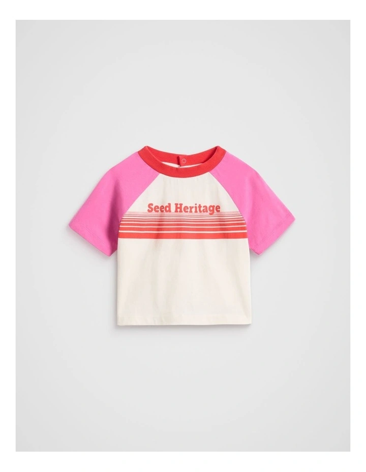 Colourblock Logo Tee in Wild Berry image 1