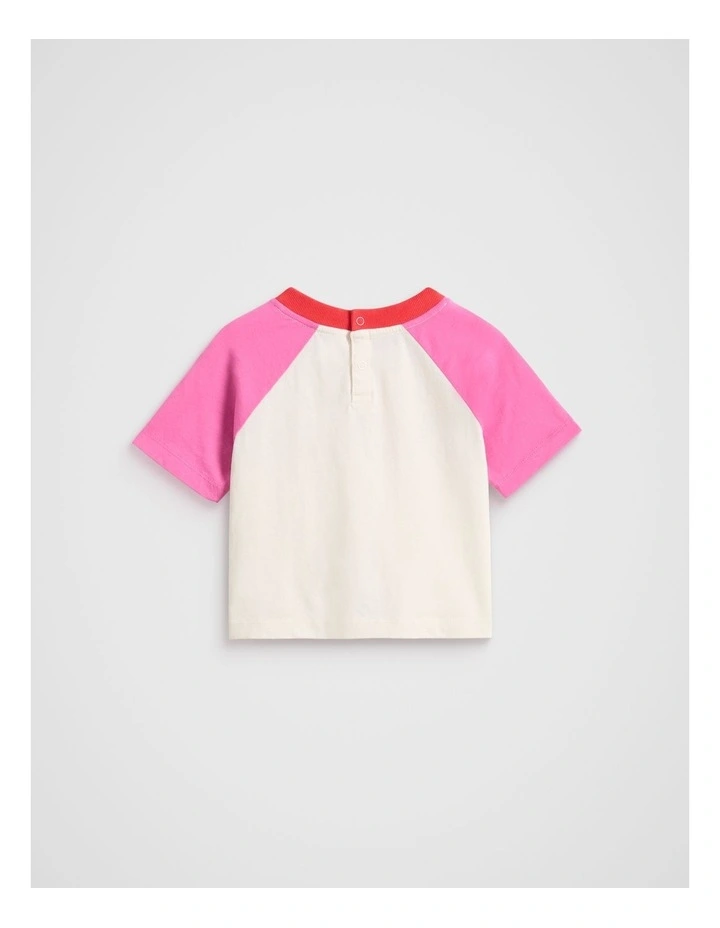 Colourblock Logo Tee in Wild Berry image 2