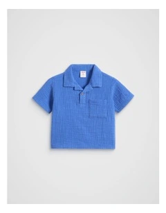 Textured Shirt in Azure Blue