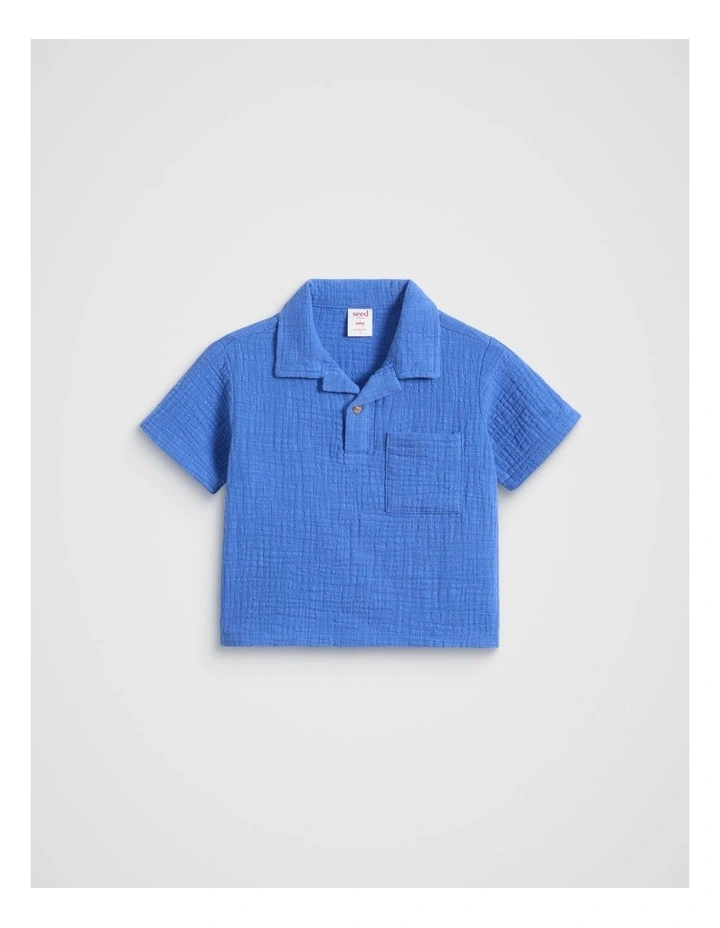 Textured Shirt in Azure Blue image 1
