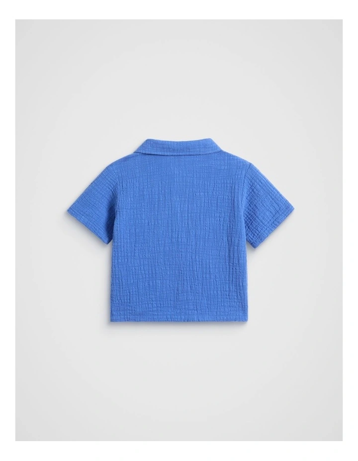 Textured Shirt in Azure Blue image 2