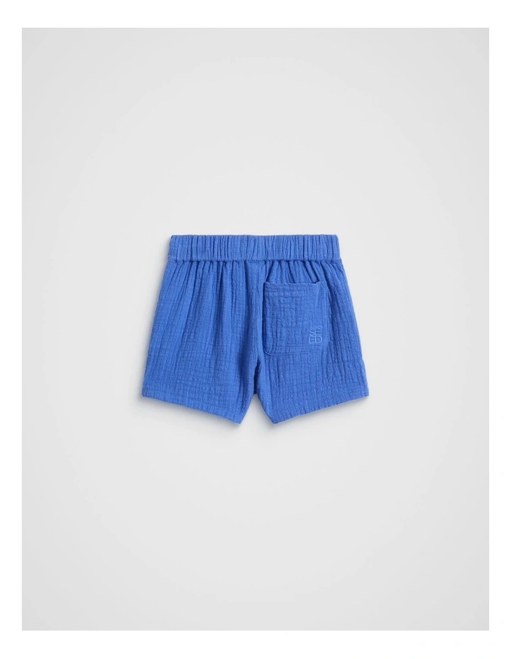 Pull On Texture Short in Azure Blue image 2