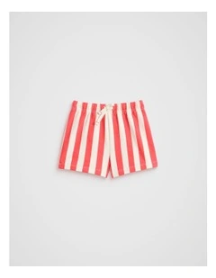 Core Stripe Logo Short in Strawberry Red