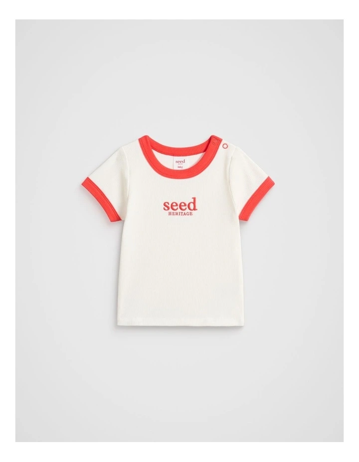 Core Rib Logo Tee in Strawberry Red image 1