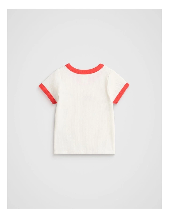 Core Rib Logo Tee in Strawberry Red image 2