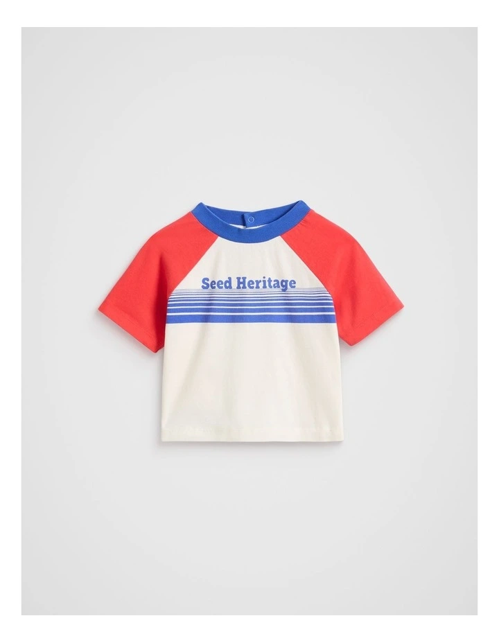 Colourblock Logo Tee in Strawberry Red image 1