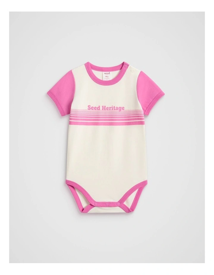 Colourblock Logo Bodysuit in Wild Berry image 1