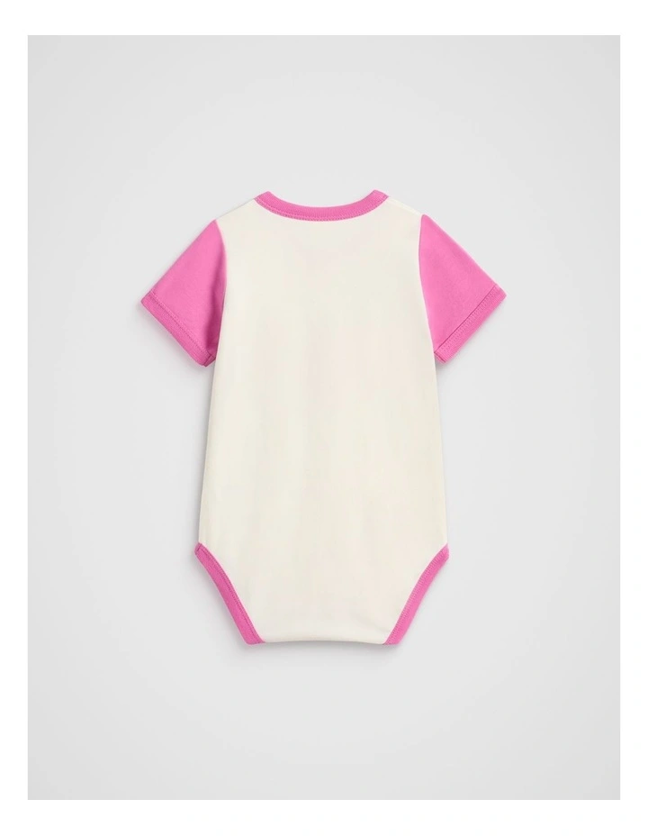 Colourblock Logo Bodysuit in Wild Berry image 2