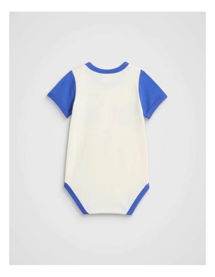 Colourblock Logo Bodysuit in Azure Blue image 2
