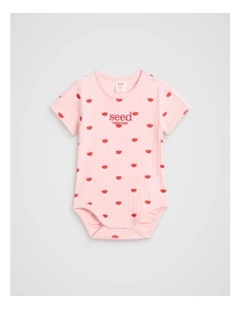 Flower Pointelle Bodysuit in Pretty Pink