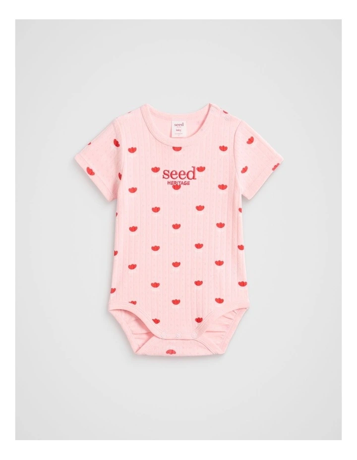 Flower Pointelle Bodysuit in Pretty Pink image 1