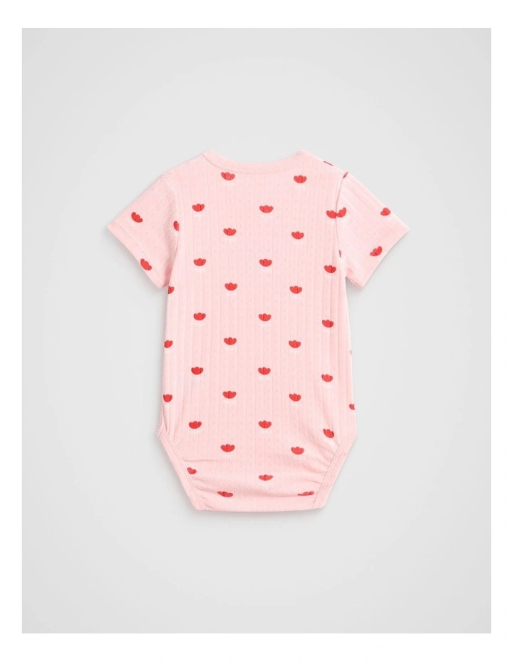 Flower Pointelle Bodysuit in Pretty Pink image 2