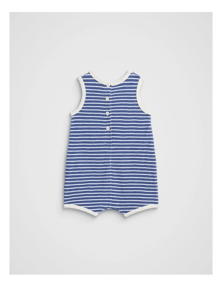 Stripe Textured Romper in Navy Stripe image 2