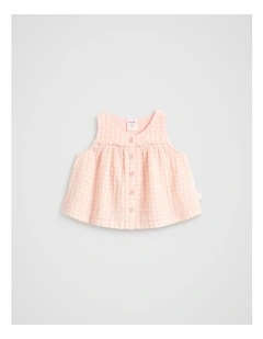 Cheesecloth Button Top in Pretty Pink