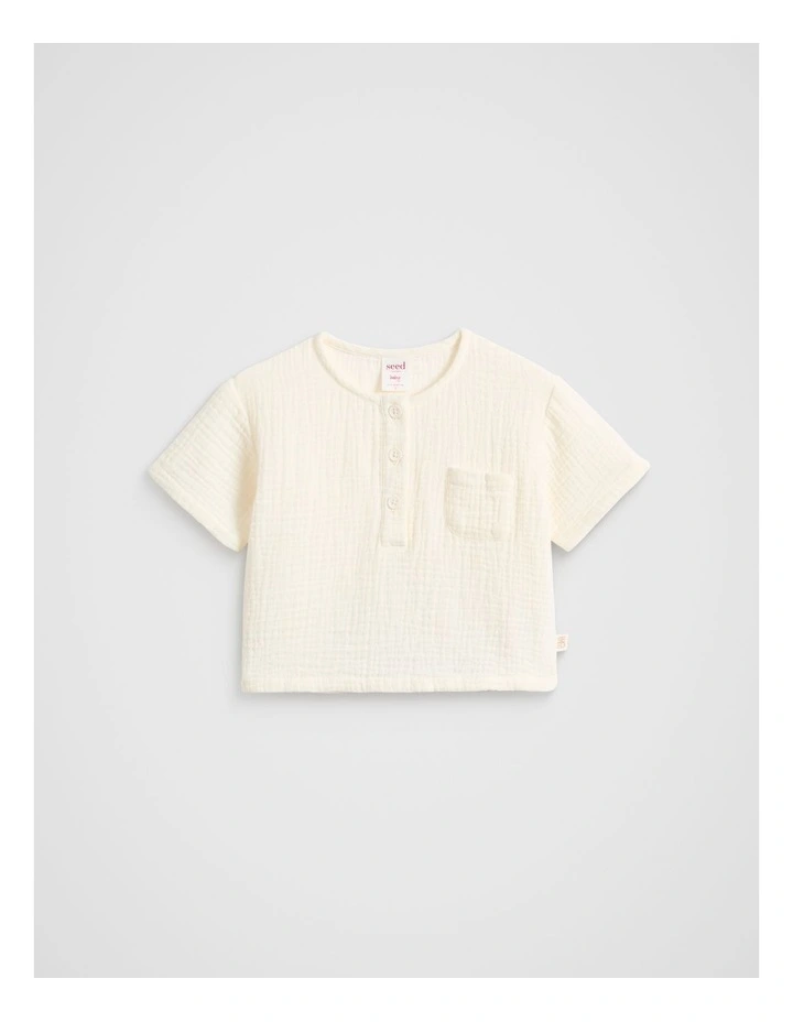 Cheesecloth Pocket Shirt in Vintage Cream image 1