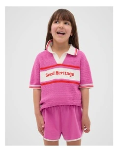 Logo Knit Polo in Wild Berry