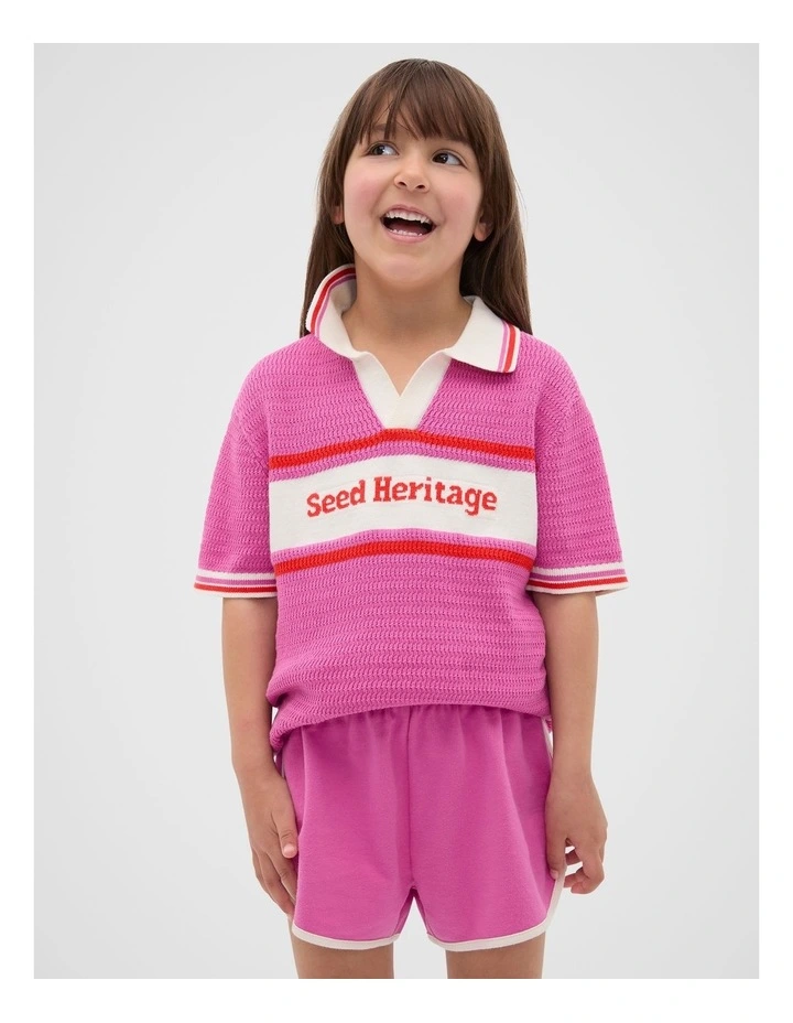 Logo Knit Polo in Wild Berry image 1
