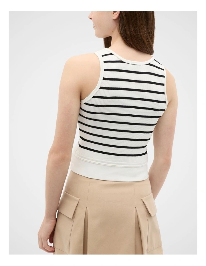 Striped Knit Tank in Classic Cream image 2