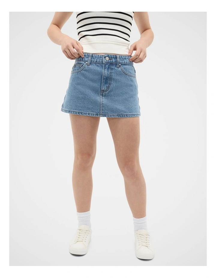Core Denim Skirt in Classic Blue image 1