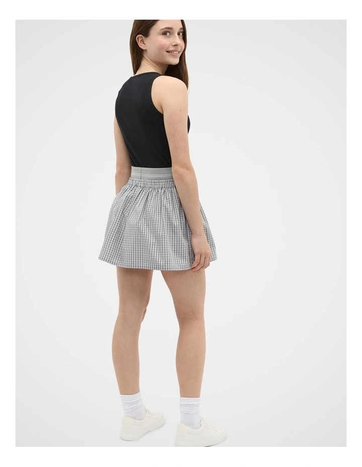 Elasticated Check Skirt in Grey Check image 2