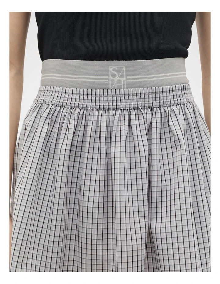 Elasticated Check Skirt in Grey Check image 4