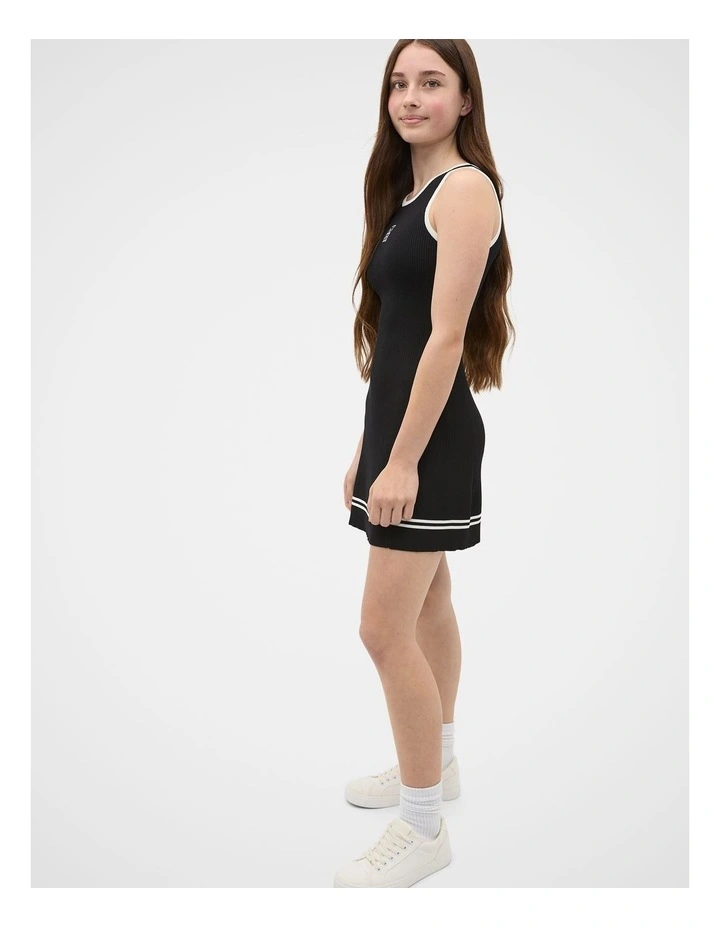 Knit Logo Dress in Black image 3