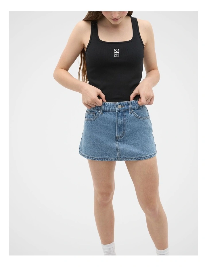 Square Neck Logo Tank in Black image 1