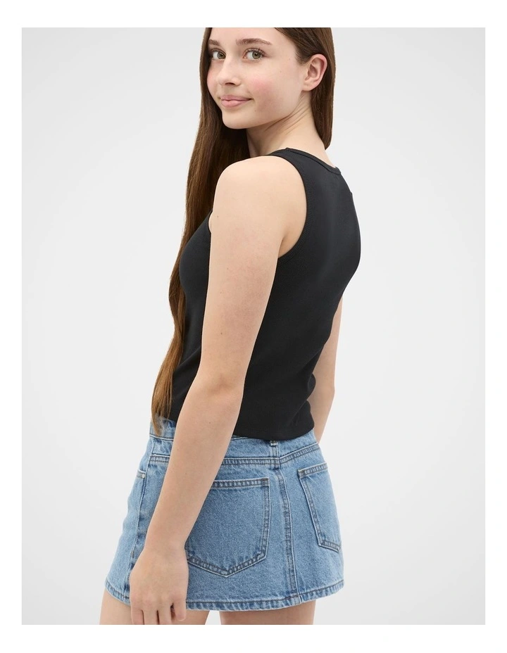 Square Neck Logo Tank in Black image 2