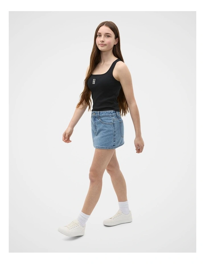 Square Neck Logo Tank in Black image 4