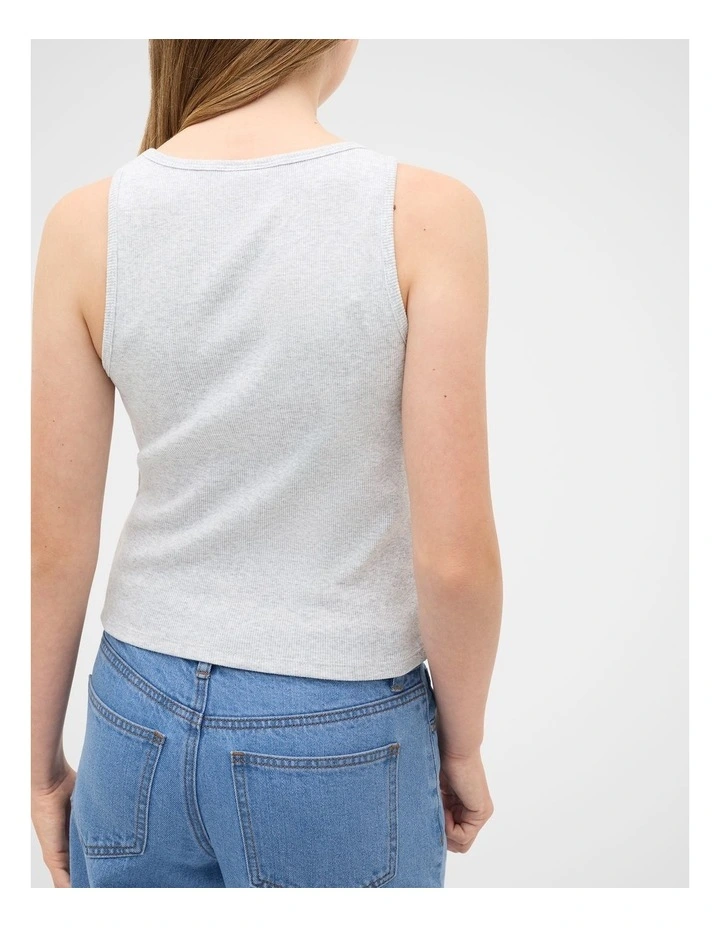 Square Neck Logo Tank in Cloud Grey Marle image 2