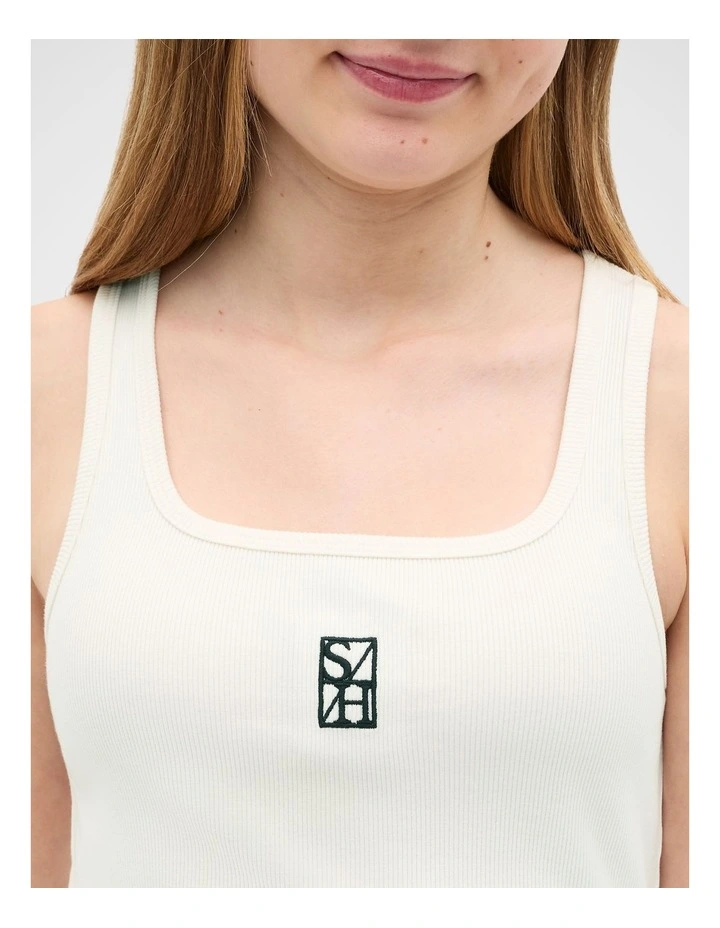Square Neck Logo Tank in Classic Cream image 4