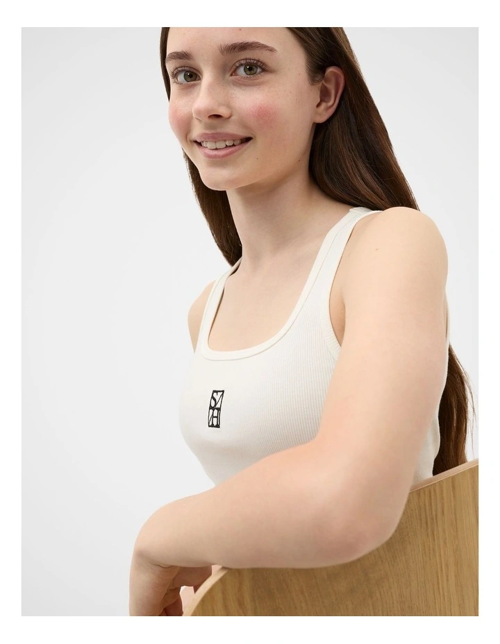 Square Neck Logo Tank in Classic Cream image 4