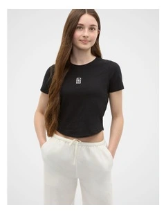 Crew Neck Logo Tee in Black