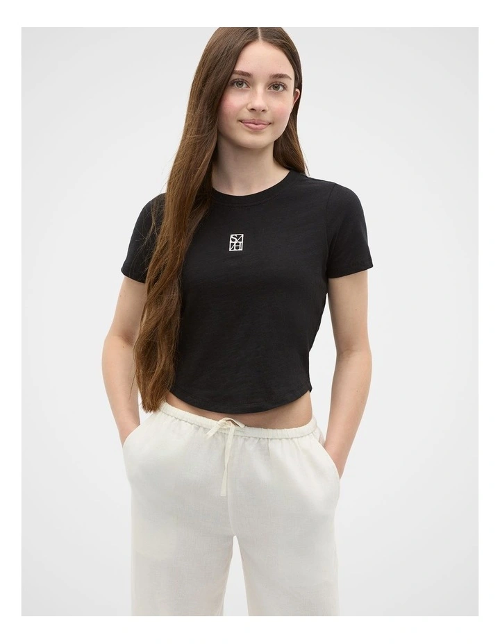 Crew Neck Logo Tee in Black image 1