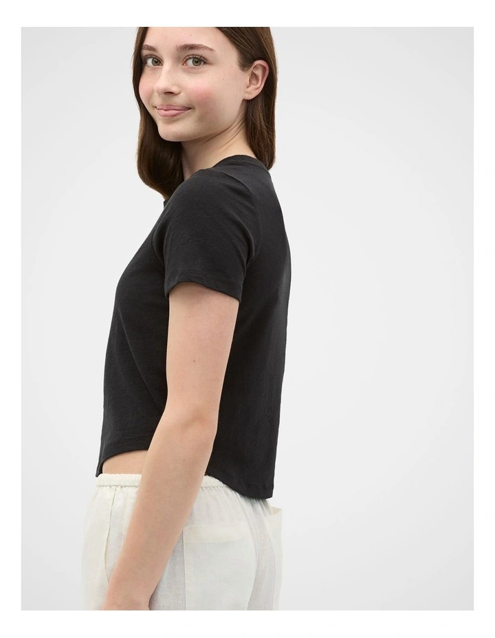 Crew Neck Logo Tee in Black image 2