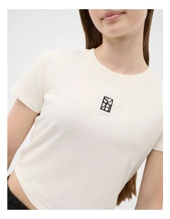 Crew Neck Logo Tee in Classic Cream