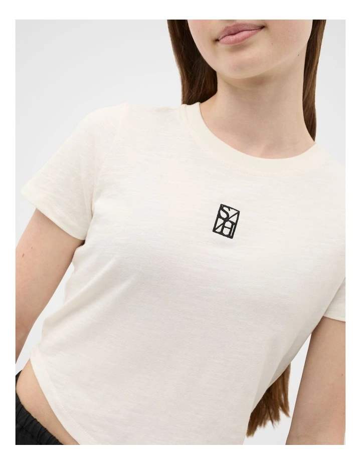 Crew Neck Logo Tee in Classic Cream image 1