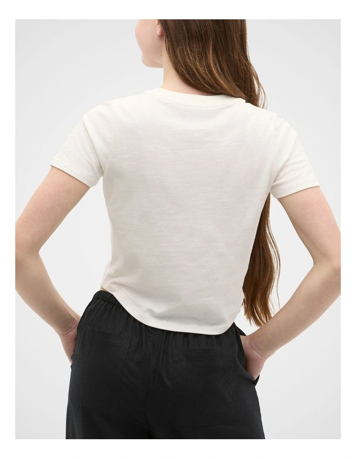 Crew Neck Logo Tee in Classic Cream image 2