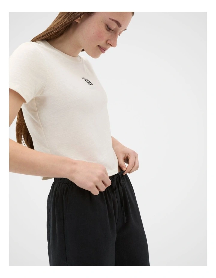 Crew Neck Logo Tee in Classic Cream image 3