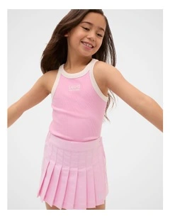 Contrast Logo Rib Tank in Candy Pink